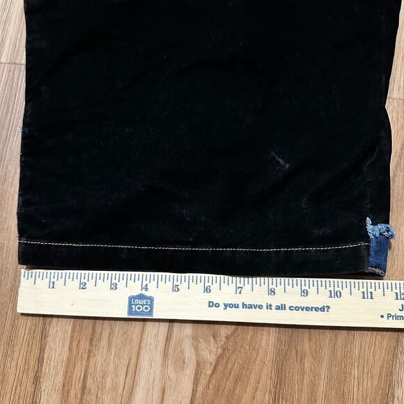 Y2K/2000s Black Blue Velvet Baggy Velvet Jean Denim Shorts Carpenter Skater - Picture 7 of 8